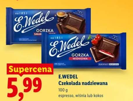 Czekolada nadziewana espresso, wiśnia lub kokos