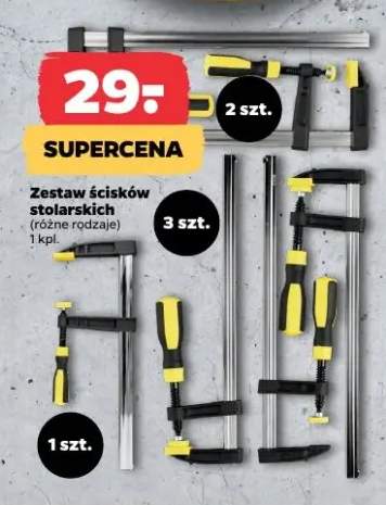 Zestaw ścisków stolarskich, różne rodzaje