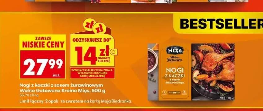 Nogi z kaczki z sosem żurawinowym