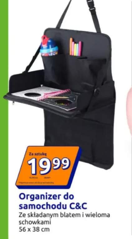 Organizer do samochodu ze składanym blatem i wieloma schowkami