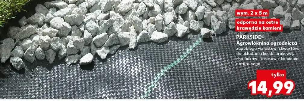 Agrowłóknina ogrodnicza zapobiega wzrostowi chwastów, do układania kostki brukowej, chodników i tarasów z kamienia naturalnego