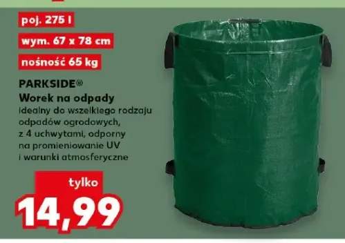 Worek na odpady idealny do wszelkiego rodzaju odpadów ogrodowych, z 4 uchwytami, odporny na promieniowanie UV i warunki atmosferyczne