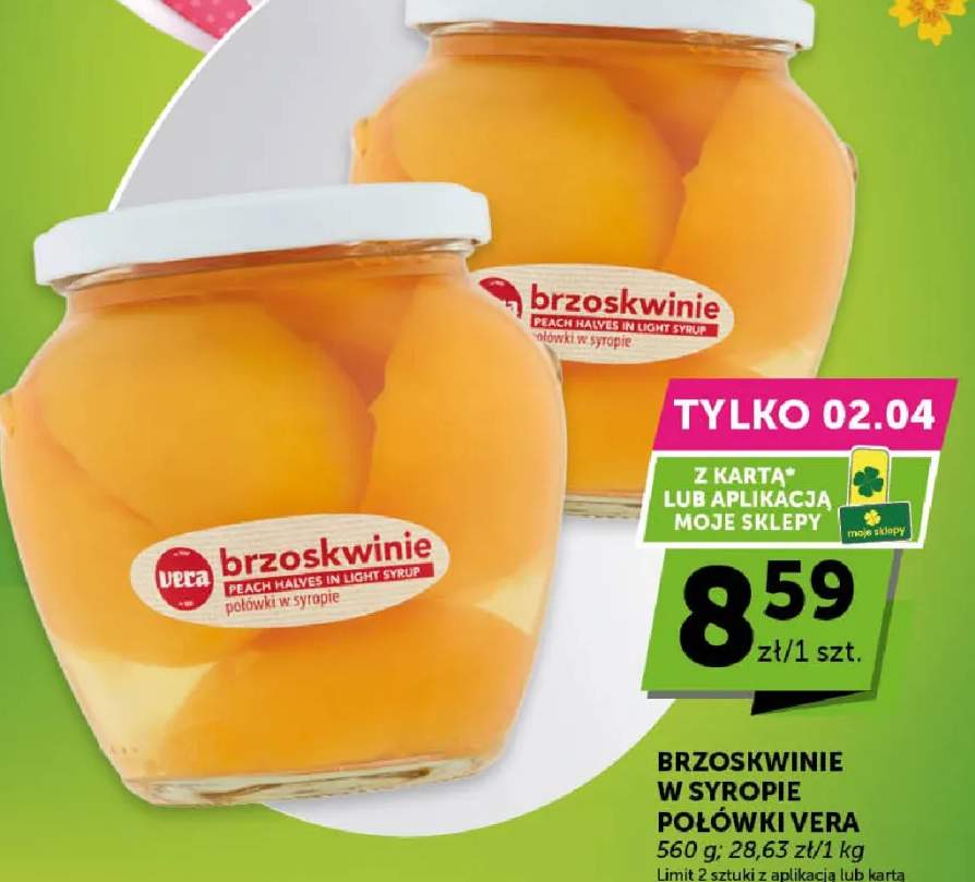 Brzoskwinie w syropie połówki Vera