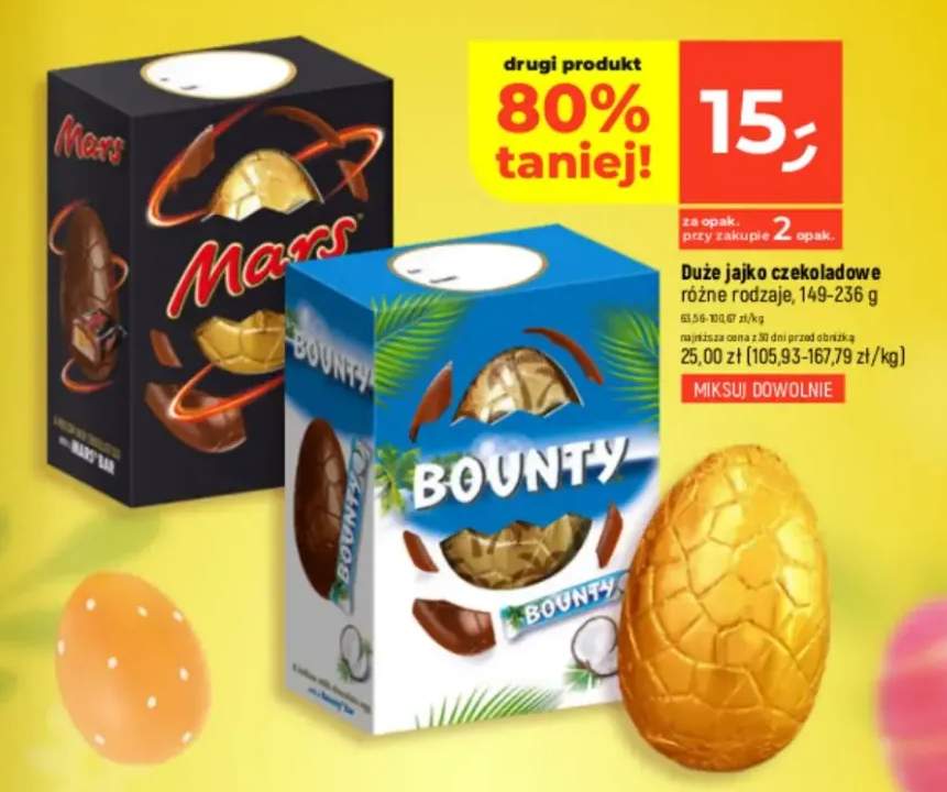 Duże jajko czekoladowe różne rodzaje