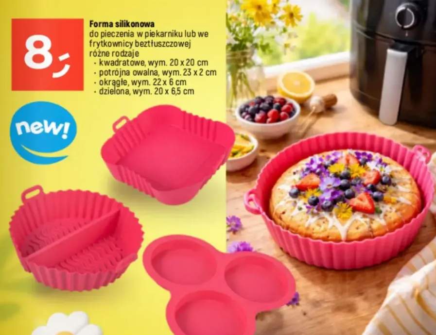 Forma silikonowa do pieczenia w piekarniku lub we frytkownicy beztłuszczowej kwadratowa