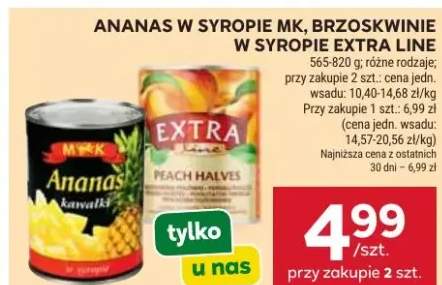 Ananas w syropie, brzoskwinie w syropie