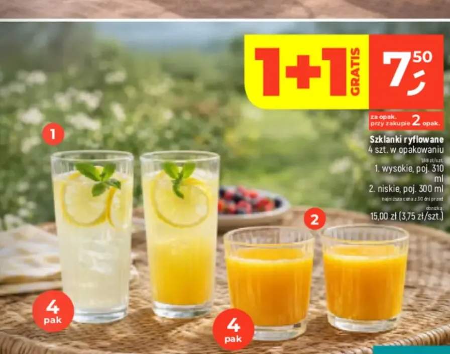 Szklanki ryflowane wysokie