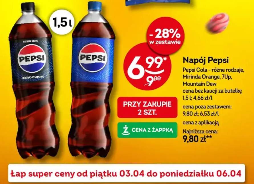 Napój Pepsi Cola różne rodzaje
