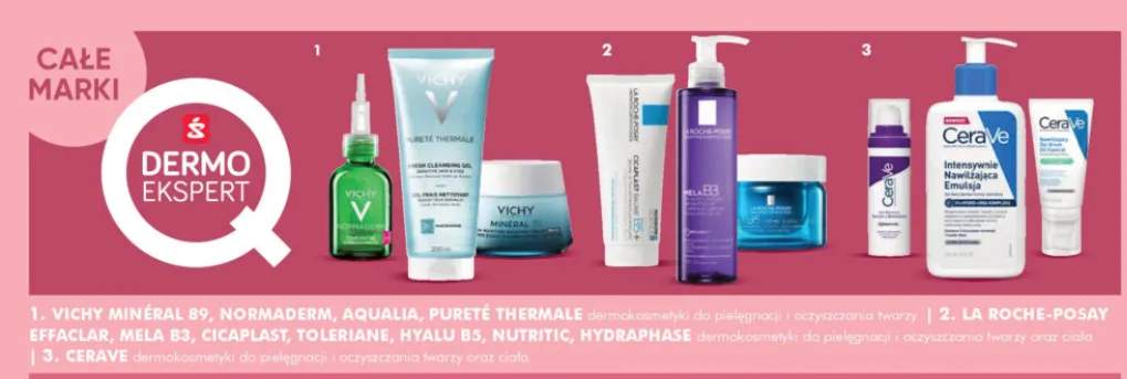 Dermokosmętyki do pielęgnacji i oczyszczania twarzy Vichy Minéral 89, Normaderm, Aqualia, Purete Thermale
