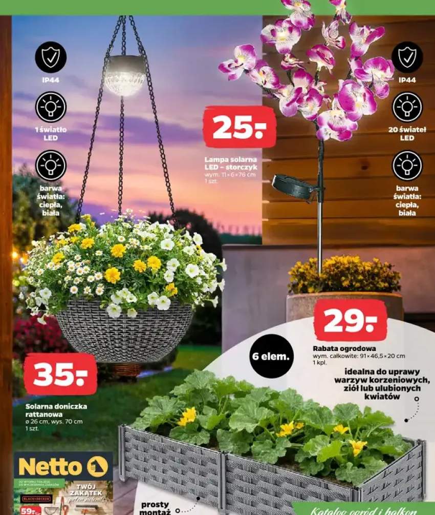 Solarna doniczka rattanowa