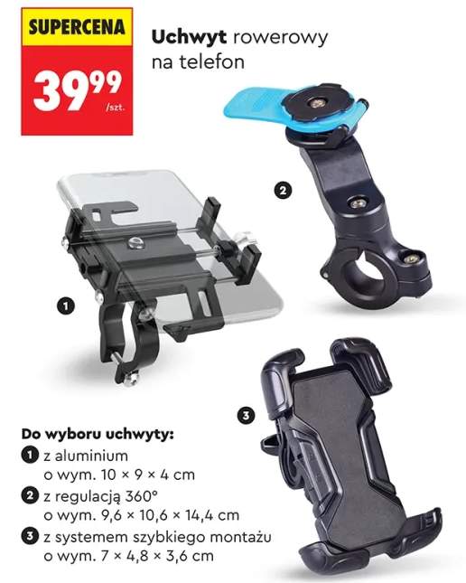 Uchwyt rowerowy na telefon z aluminium