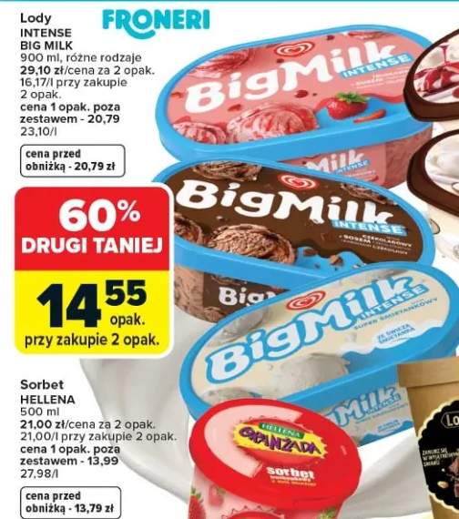 Lody Intense Big Milk różne rodzaje