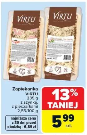 Zapiekanka Virtu z pieczarkami, z szynką