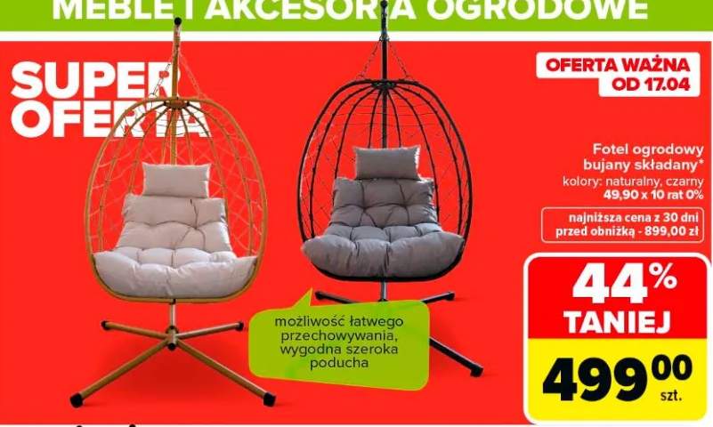 Fotel ogrodowy bujany składany