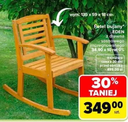 Fotel bujany Eden z drewna sosnowego impregnowanego