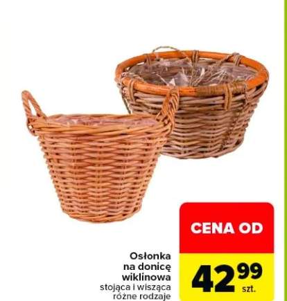 Osłonka na donicę wiklinowa stojąca i wisząca różne rodzaje