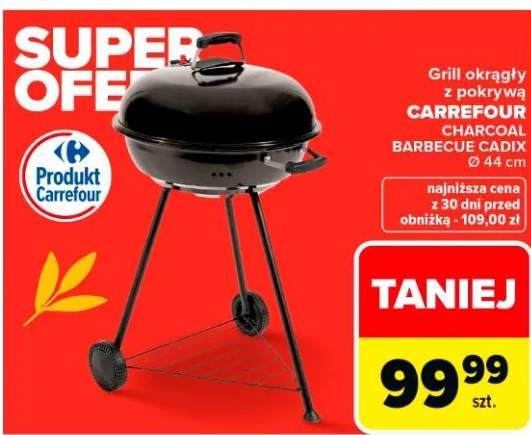 Grill okrągły z pokrywą Carrefour Charcoal Barbecue Cadix