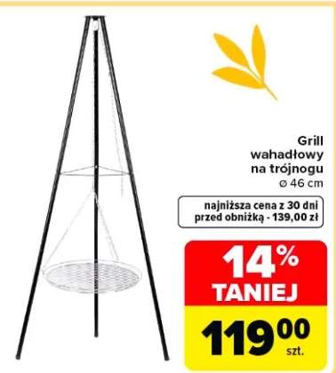 Grill wahadłowy na trójnogu