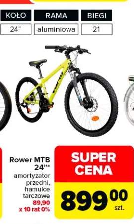 Rower MTB 24" amortyzator przedni, hamulce tarczowe