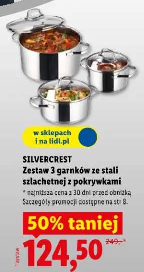 Zestaw 3 garnków ze stali szlachetnej z pokrywkami