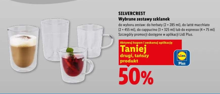 Wybrane zestawy szklanek do herbaty, do latte macchiato, do cappuccino lub do espresso