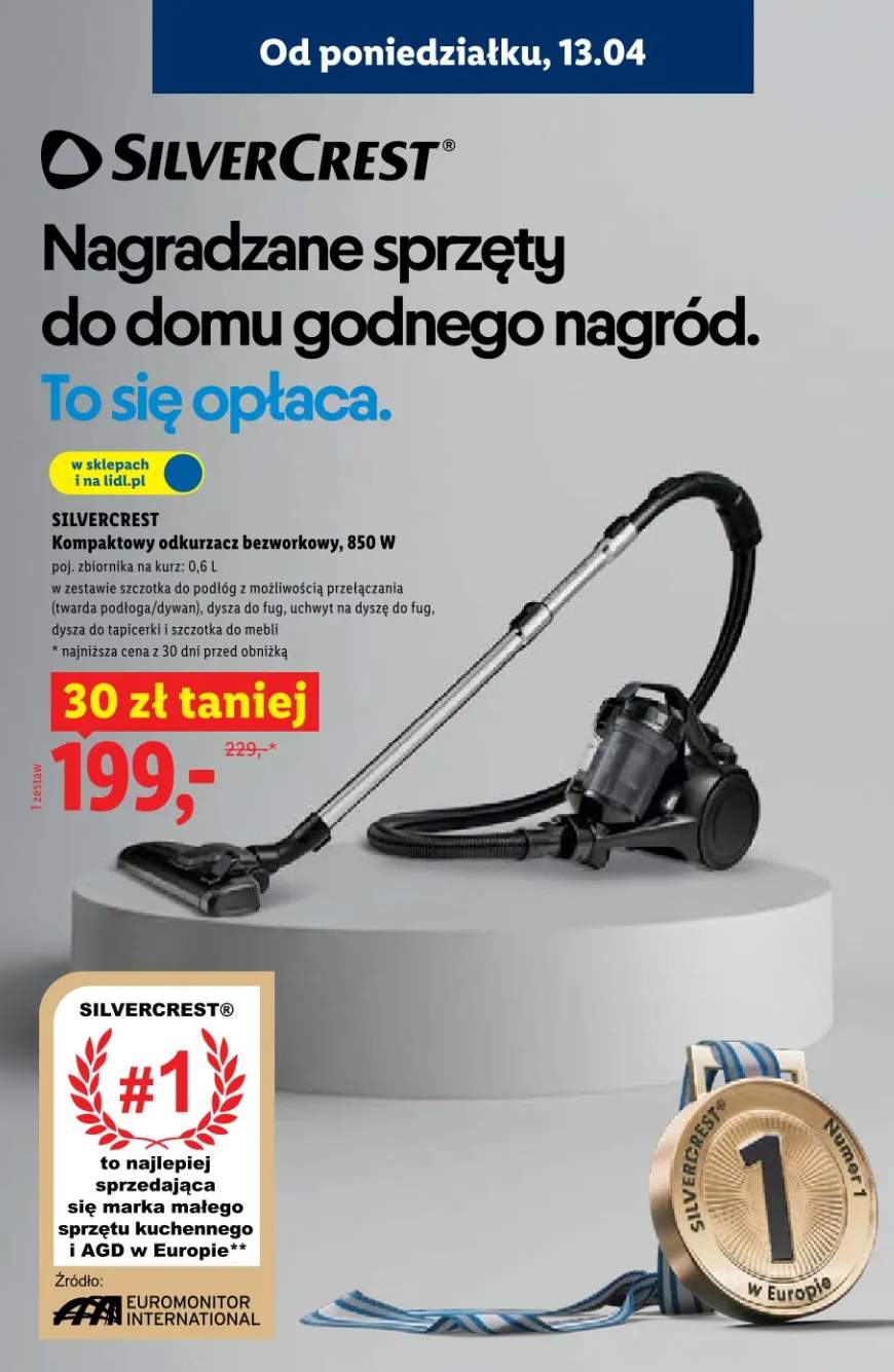 Odkurzacz kompaktowy bezworkowy 850W