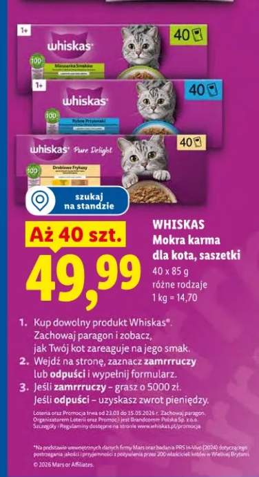 Mokra karma dla kota, saszetki różne rodzaje