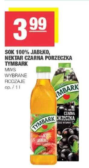 Sok 100% jabłko, nektar czarna porzeczka Tymbark