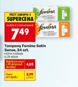 Tampony Satin Sense różne rodzaje