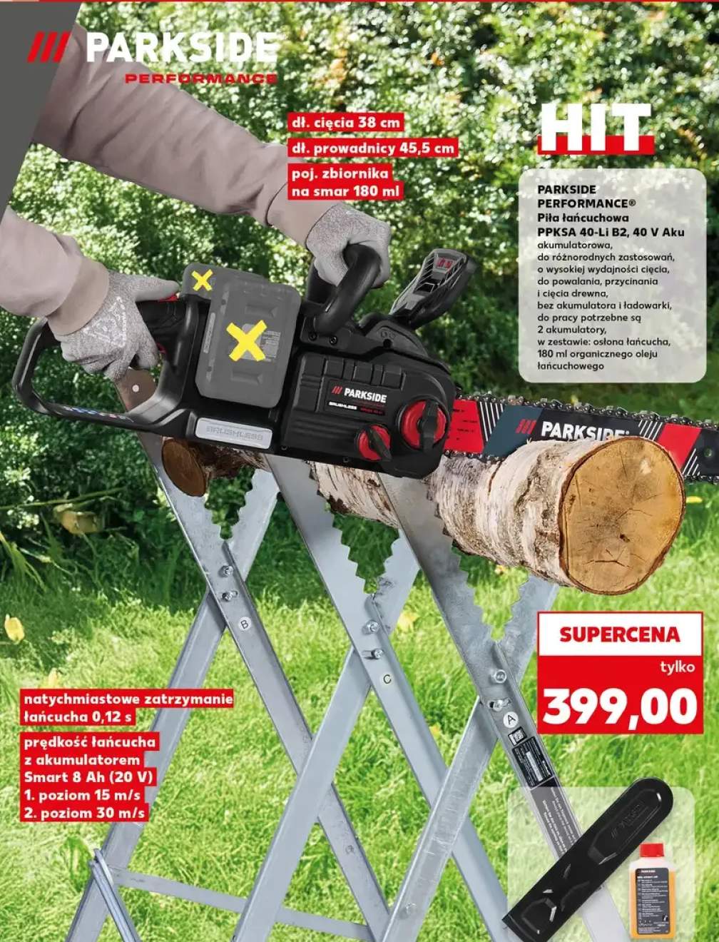 Piła łańcuchowa PPKSA 40-Li B2, 40 V Aku