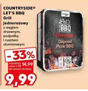 Grill jednorazowy Let's BBQ z węglem drzewnym