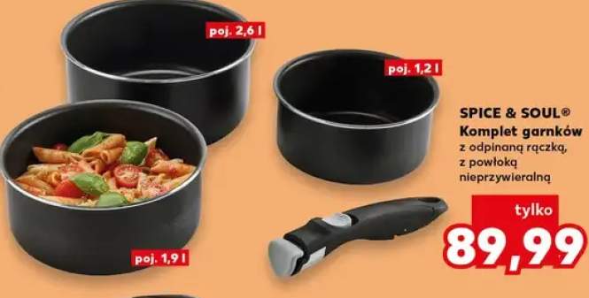 Komplet garnków z odpinaną rączką, z powłoką nieprzywieralną