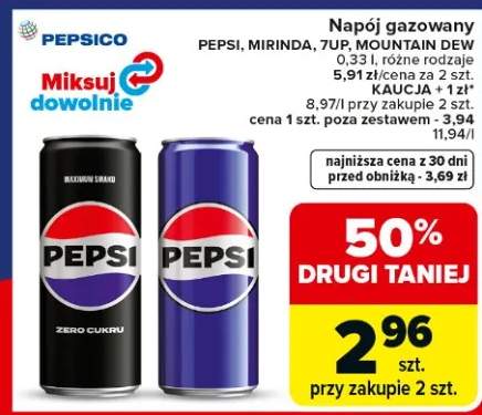 Napój gazowany Pepsi, Mirinda, 7up, Mountain Dew