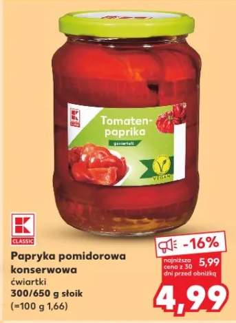 Papryka pomidorowa konserwowa ćwiartki