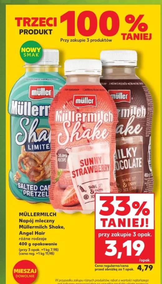 Napój mleczny Müllermilch Shake różne rodzaje