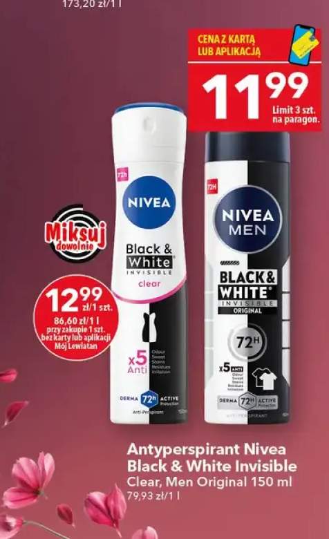 Antyperspirant Black & White Invisible Clear 150ml