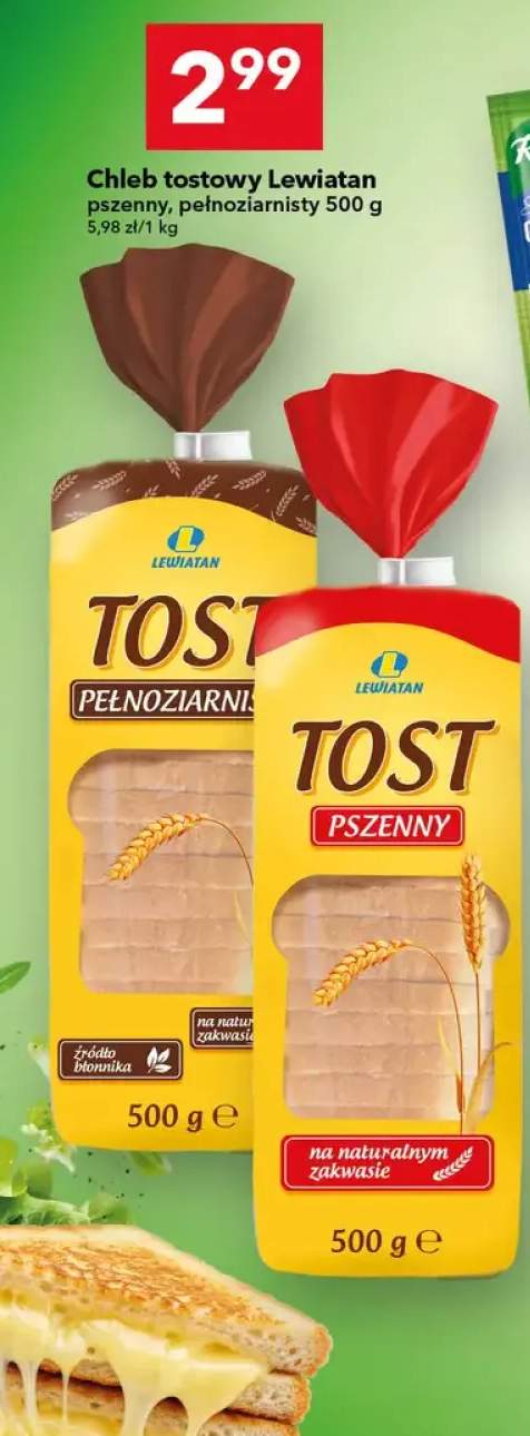 Chleb tostowy pszenny, pełnoziarnisty