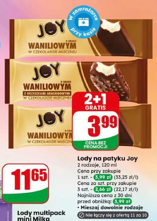 Lody na patyku Joy - 2 rodzaje