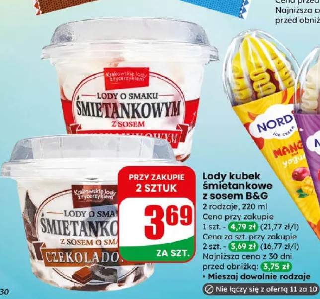 Lody rożek Nordis - 2 rodzaje