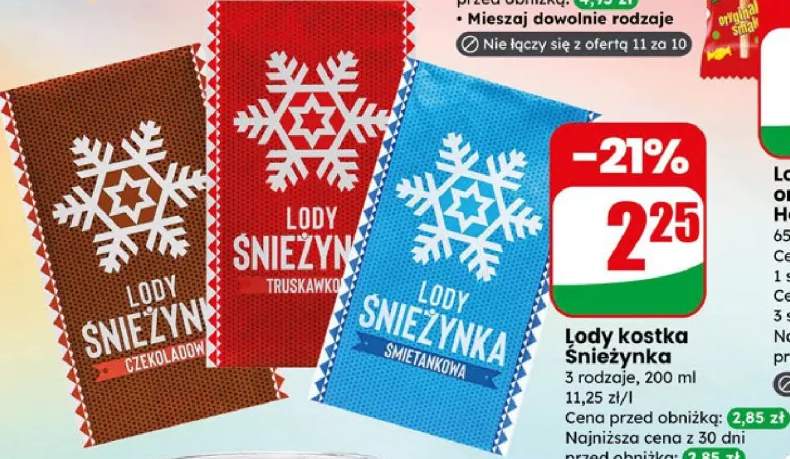 Lody kostka Śnieżynka - 3 rodzaje