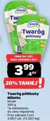 Twaróg półtłusty Miletto kłujek