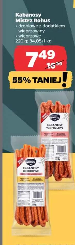 Kabanosy drobiowe z dodatkiem wieprzowiny wieprzowe