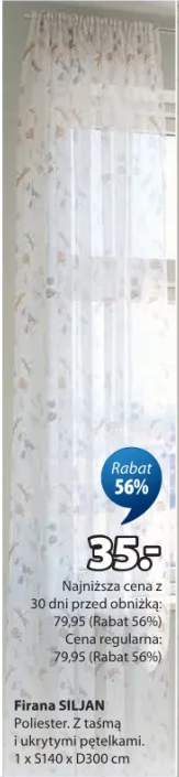 Firana poliester. Z taśmą marszczącą i pętlami. 1 x S140 x D300 cm