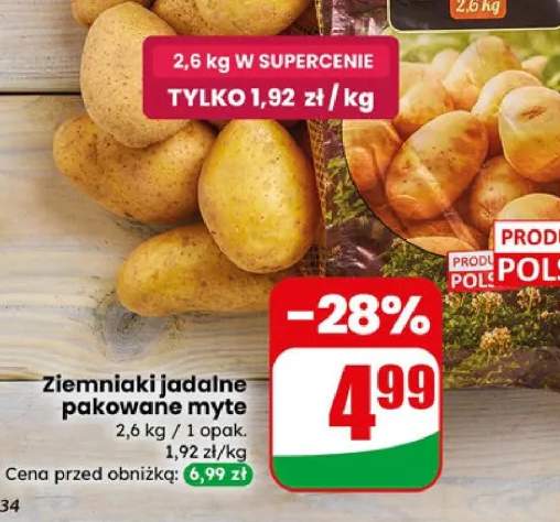 Ziemniaki jadalne pakowane myte