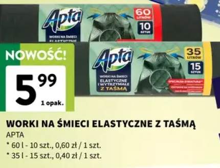 Worki na śmieci elastyczne z taśmą 60l - 10szt.