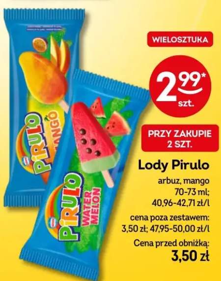 Lody Pirulo arbuz, mango