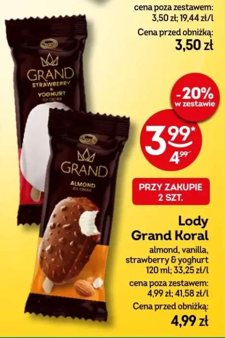 Lody Grand Koral almond, vanilla, strawberry & yoghurt