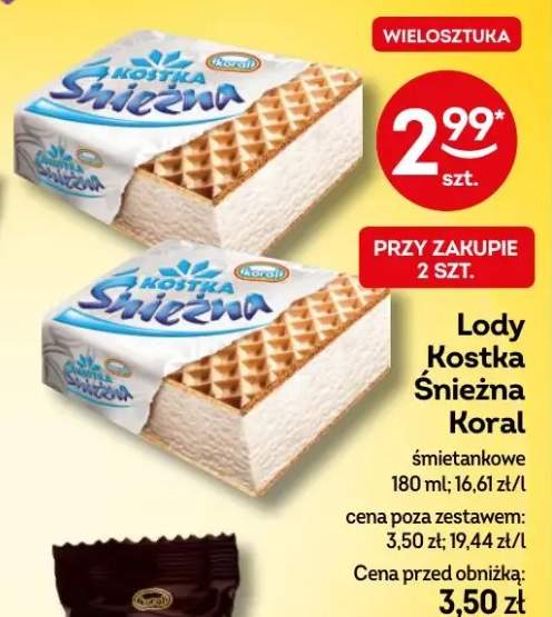 Lody Kostka Śnieżna Koral śmietankowe
