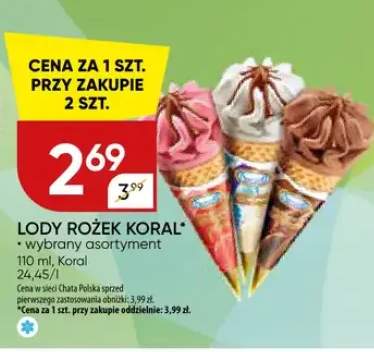 Lody rożek Koral wybrany asortyment