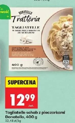Tagliatelle schab z pieczarkami w sosie pieczarkowym ze śmietaną